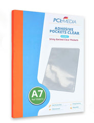 PCL Media ltd® Self Adhesive Clear A7 Pocket 115 x 80mm (Pack of 5) Short Edge Opening Adhesive Holder Pocket Protectors - Adhesive Documents Pocket - Self Adhesive Card Holder - Adhesive Pockets