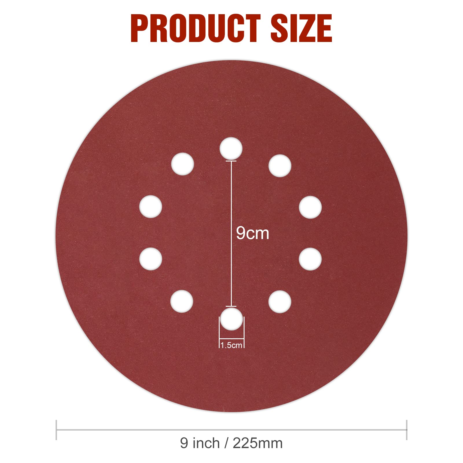 KONGMING 225mm sanding disc 10 Pcs 10 Hole Hook and Loop Grit P400 Sanding pads 9 inch sandpaper for Drywall Sander Long Neck Sander Sanding Giraffe