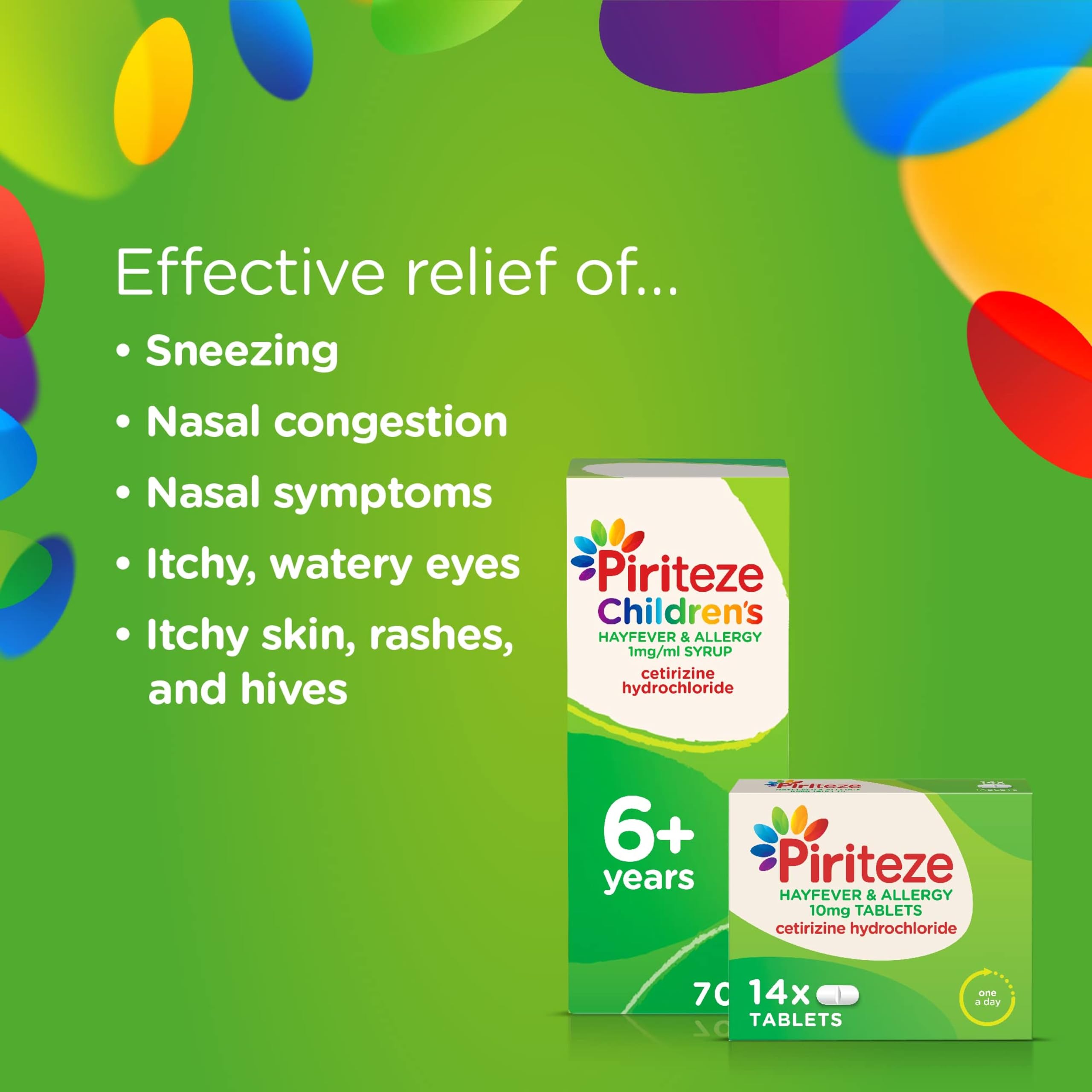 Piriteze Hayfever & Allergy Antihistamine Tablets, Allergy Relief, Cetirizine, 7s