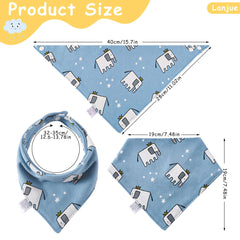 Baby Bandana Dribble Bibs, 10-Pack Cotton Baby Feeding Bibs Super Absorbent Drool Bibs with Adjustable Snaps for Newborn and Toddlers (Blue)