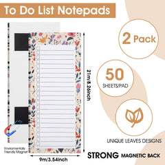 Abeillo 2 Pack Magnetic Shopping List Pad for Fridge, 100 Tear Off Sheets Magnet Notepad Grocery List, Fruit Design Magnetic Grocery List Pad for Fridge, Magnet Back Shopping Lists (Classic)