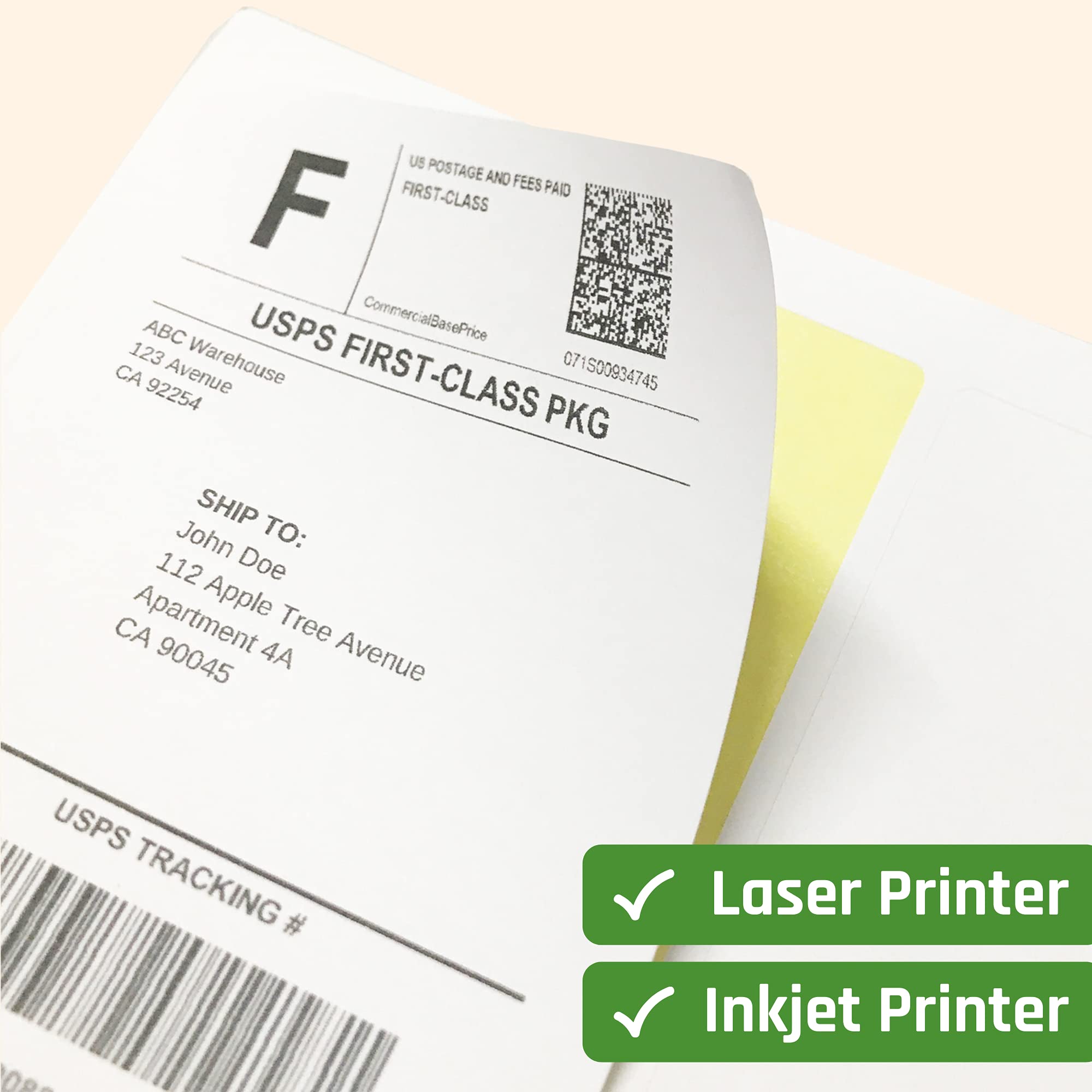 Sticker Paper for Printer A4, White Printable Sticky Labels for Printing - 25 Sheets