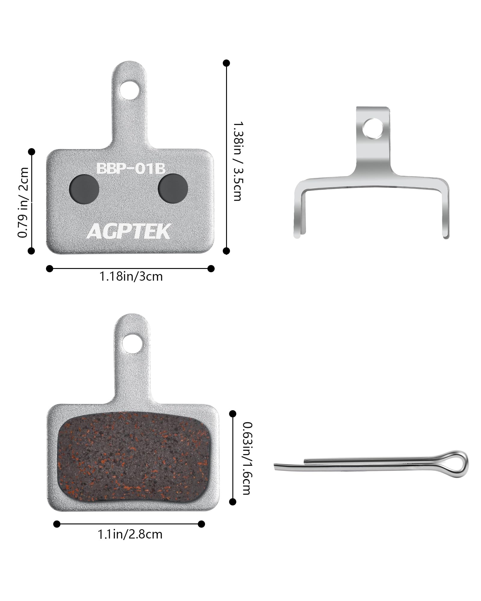 AGPTEK Bike Brake Pads 4 Pairs, Disc Brake Pads for for Bicycle Compatible with Shimano B01S M515 M525 C501 C601 M415 M416 M485