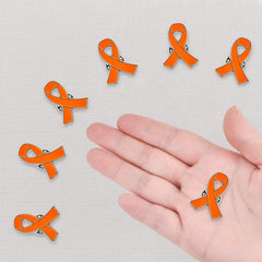 WANDIC Orange Ribbon Pin, 20 Pcs Orange Ribbon Brooches Hope Enamel Jewelry Pins, Leukemia Awareness Kidney Cancer Multiple Sclerosis Gun Violence Awareness Brooches