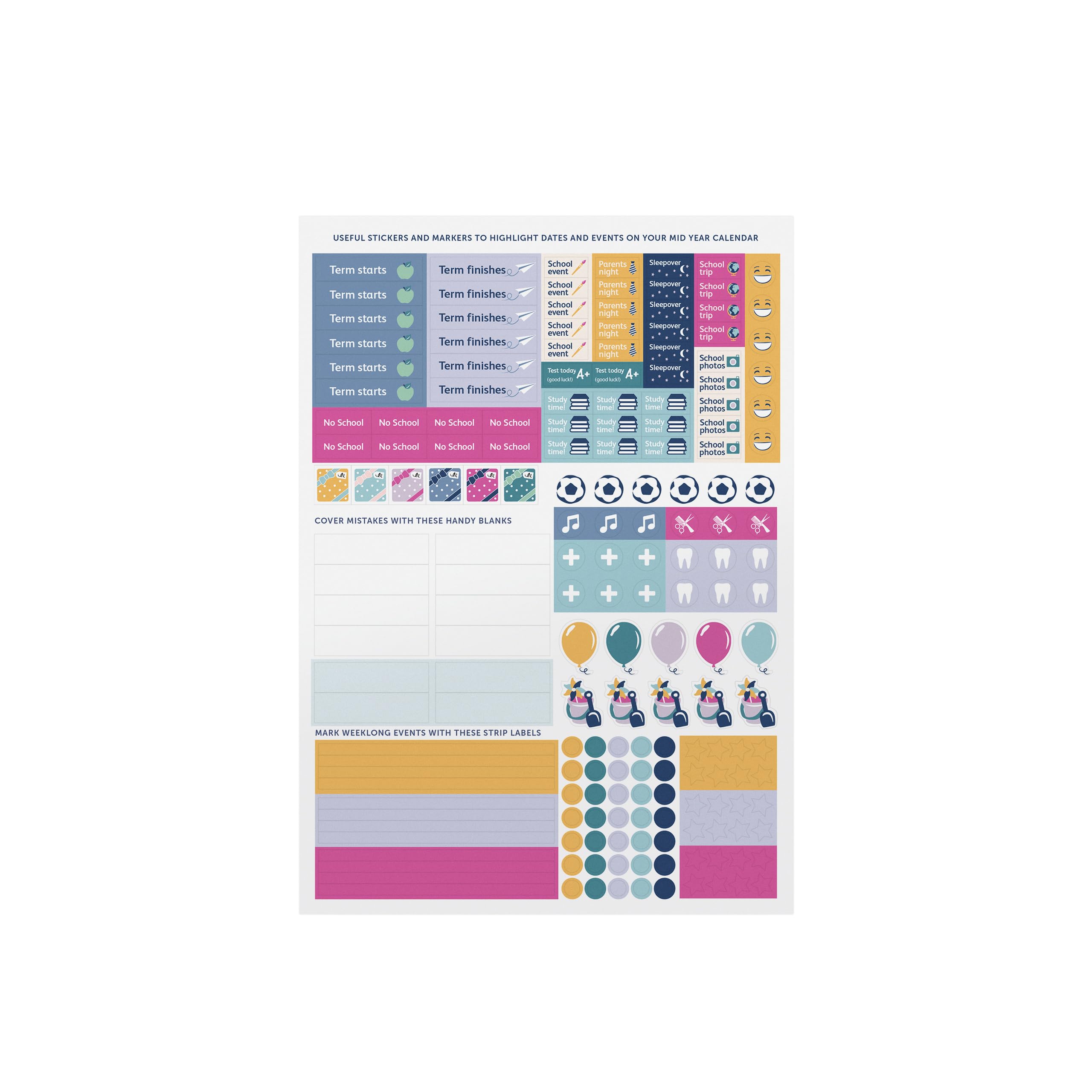 Busy B Mid Year Family Calendar Running August 2024 - August 2025. Spot Academic Family Wall Planner Featuring Month to View Layout, Five Schedules and 13 Monthly Pockets. FSC® Certified