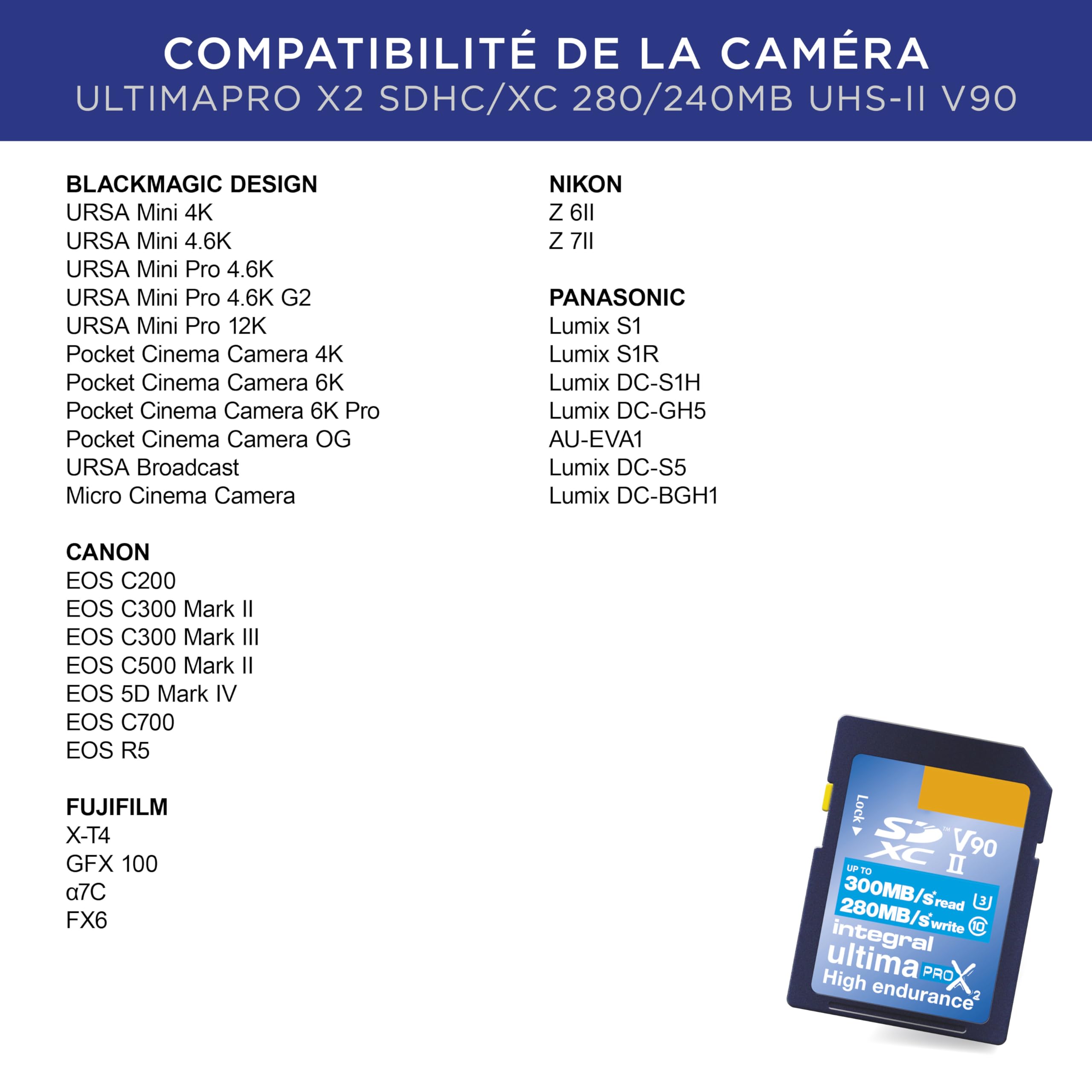 Integral 128GB UHS-II SD Card V90 Up to 300MBs Read and 280MBs Write Speed 1866X SDHC Professional High Speed Memory Card