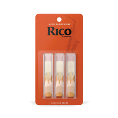 Rico RJA0320 Saxophone Reeds - Reeds for Alto Saxophone - Thinner Vamp Cut for Ease of Play, Traditional Blank for Clear Sound, Unfiled for Powerful Tone - Alto Sax Reeds 2 Strength, 3-Pack