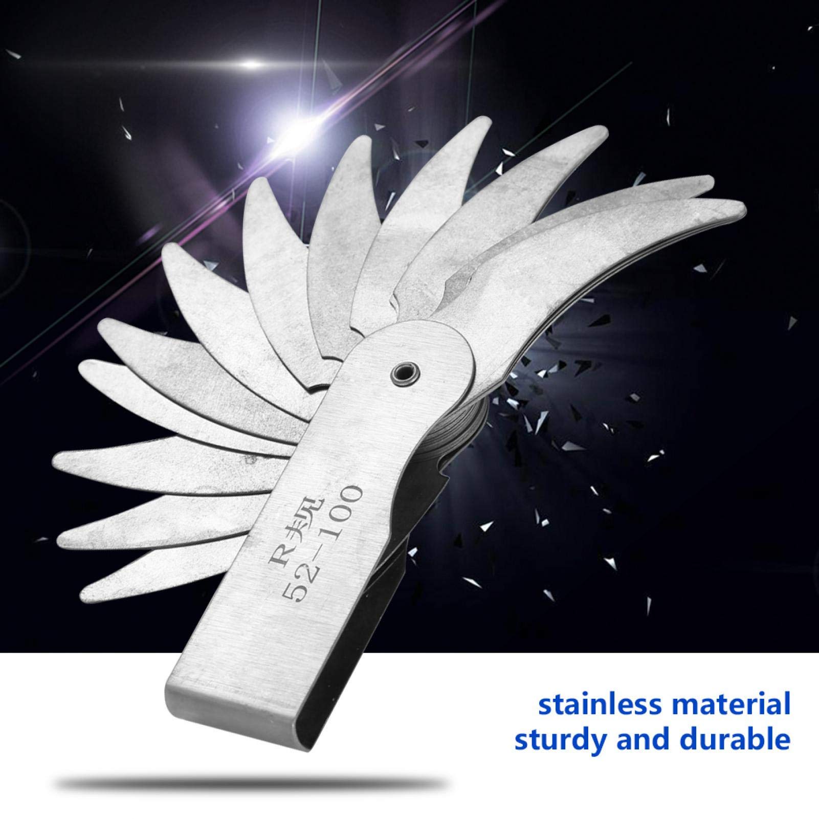 Radius Gauge Portable Stainless Steel Radius Fillet Gauge External Internal Concave Convex Measuring Tool with Clear Marking