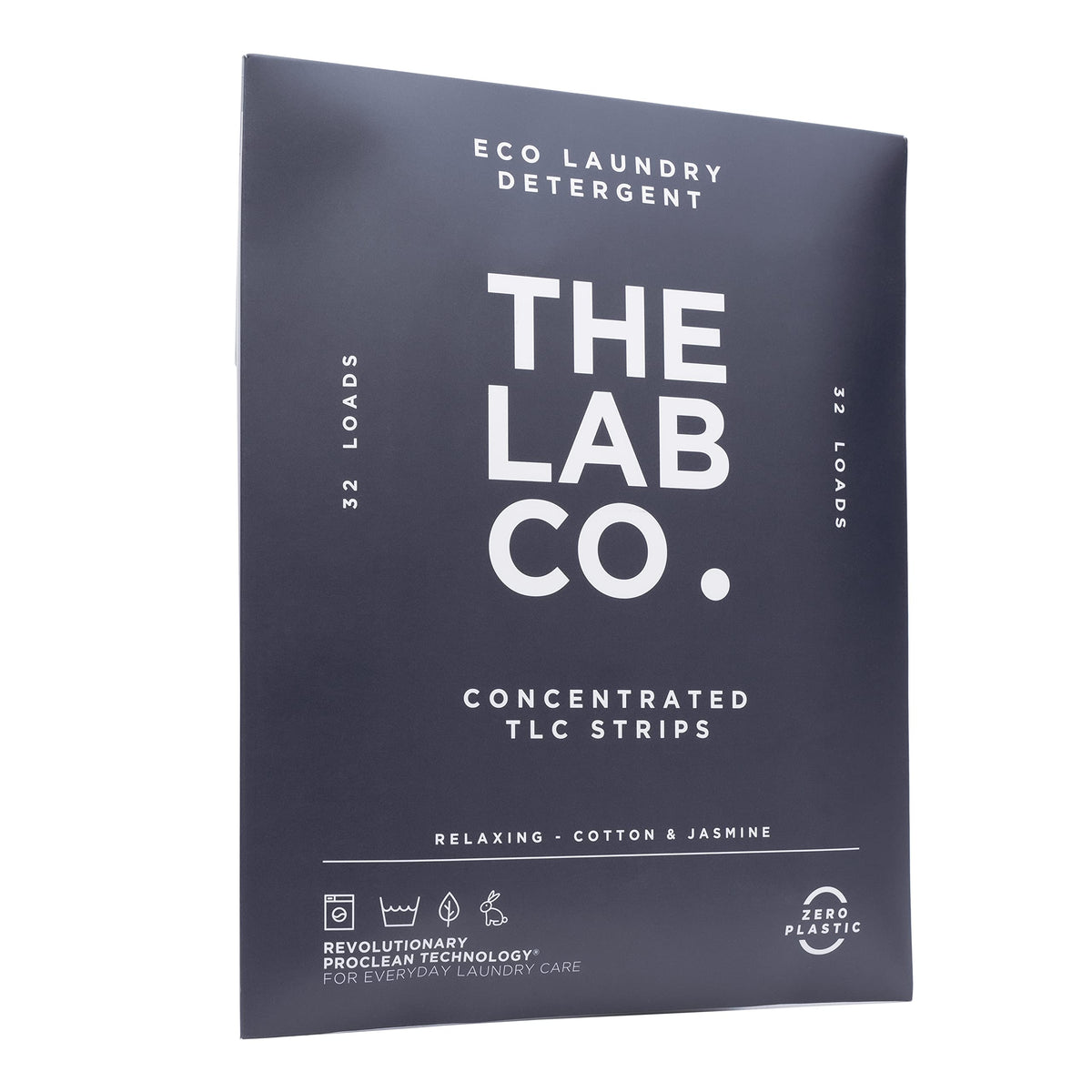 The Lab Co. Laundry Detergent Strips Sheets Eco Ultra-Concentrated Non-Bio Relaxing Fragrance Cotton & Jasmine for Hand and Machine Washing. Up to 32 Loads