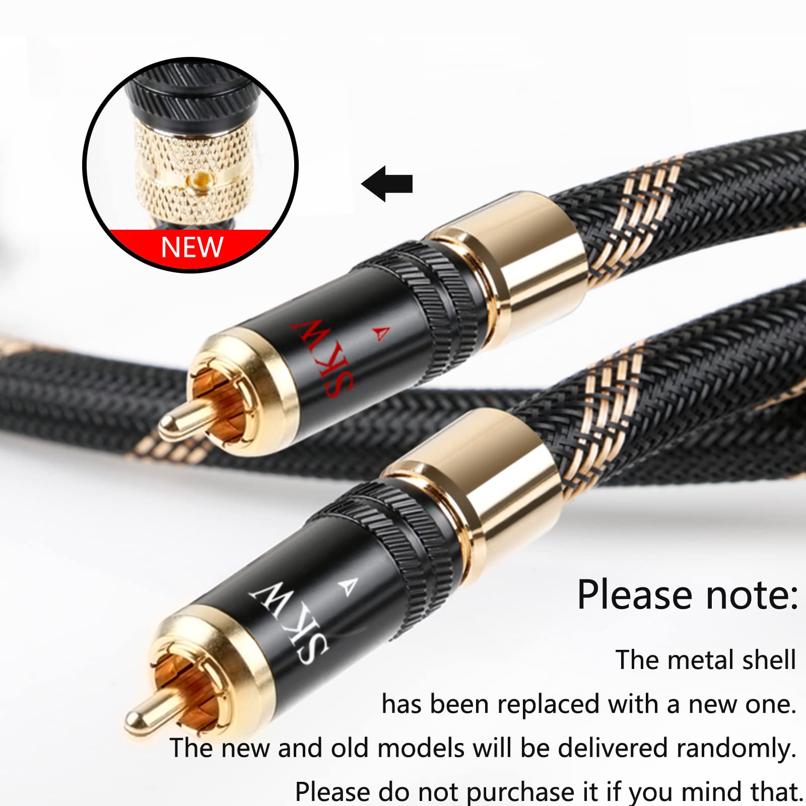 SKW Audiophiles Lock RCA Cable 2RCA Male to 2RCA Male HiFi System Interconnect Cable with Diameter 8mm 1.6ft/0.5M