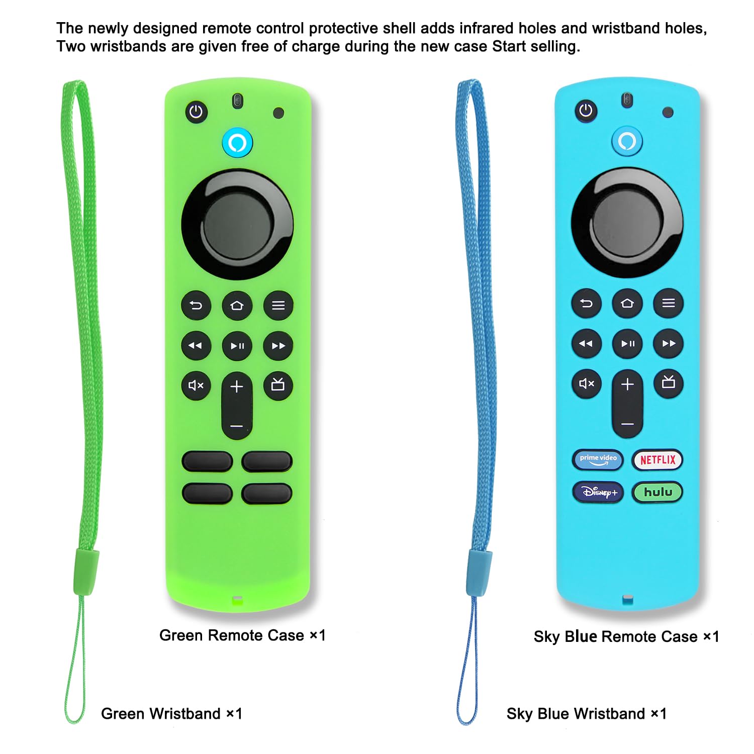 [2 Pack] Pinowu Remote Cover Compatible with Fire TV Stick 4K / 4K Max Alexa Voice Remote (3rd Gen), Anti Slip Silicone Protective Case Cover with Lanyard (Green Glow & Turquoise Not Glow)