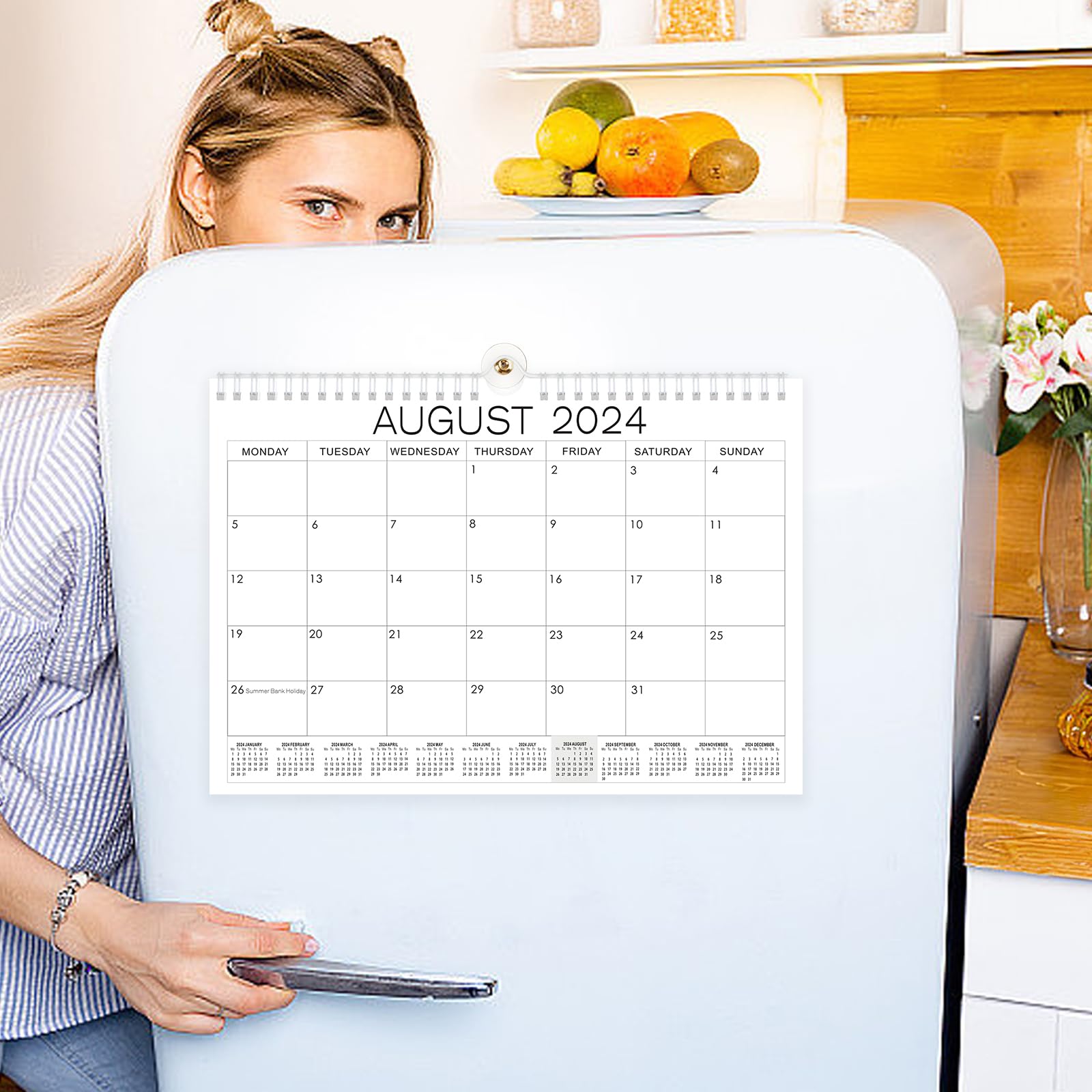 18 Mo Calendar 2024/25, A4 Wall Calendar 2024-2025, Monthly 2025 Calendar for Family Planner, Month to View From July 2024 - Dec.2025, Academic Calender for Office Kitchen, Simple Style