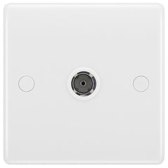 BG Electrical 860-01 Single Co-Axial Socket, White Moulded, Round Edge