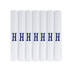 Surf the Shop 7 Pack Of Mens Initial Embroidered White Handkerchiefs With Satin Border, Various Letters (H)