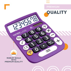 Desktop Calculator 12 Digit with Large LCD Display and Sensitive Button, Solar and Battery Dual Power, Standard Function for Office, Home, School, CD-8185 (Violet)