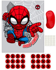 Volsha Pin the Spider on the Spiderman Game, 52×42cm Spiderman Party Game for Kids Girls with 24 PCs Spider Birthday Party Supplies for Wall Home Room Decorations (Spiderman)