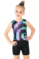 XFGIRLS Leotards for Girls Gymnastics Leotards Sparkle Ballet Dance Tumbling Athletic Shorts Black-TieDye 10A