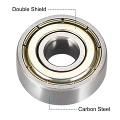 sourcing map 606ZZ Deep Groove Ball Bearing Double Shield 606-2Z 80016 6mm x 17mm x 6mm High Carbon Steel Z1 Bearings (Pack of 8)