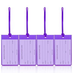 4 Pack Luggage Tags for Suitcases AUERVO Purpel Flexible Durable Silicone Baggage Plastic Name Tags Travel ID Identification Labels for Backpack Bag Travel