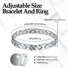 Jecanori Titanium Steel Magnetic Bracelets for Women, Women Magnetic Wristband and Magnetic Rings with Ultra Strength Magnets,Brazaletes with Removal Tool and Jewelry Gift Box