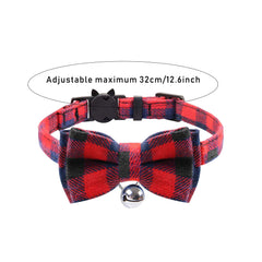 Red Plaid Cat Collars Quick Release Kitten Collar Bow Tie Safety Cat Bowtie Collars Christmas Cat Bow Collar With Bell Soft Tartan Collar Adjustable Pet Collars For Kitten Puppy Small Pets