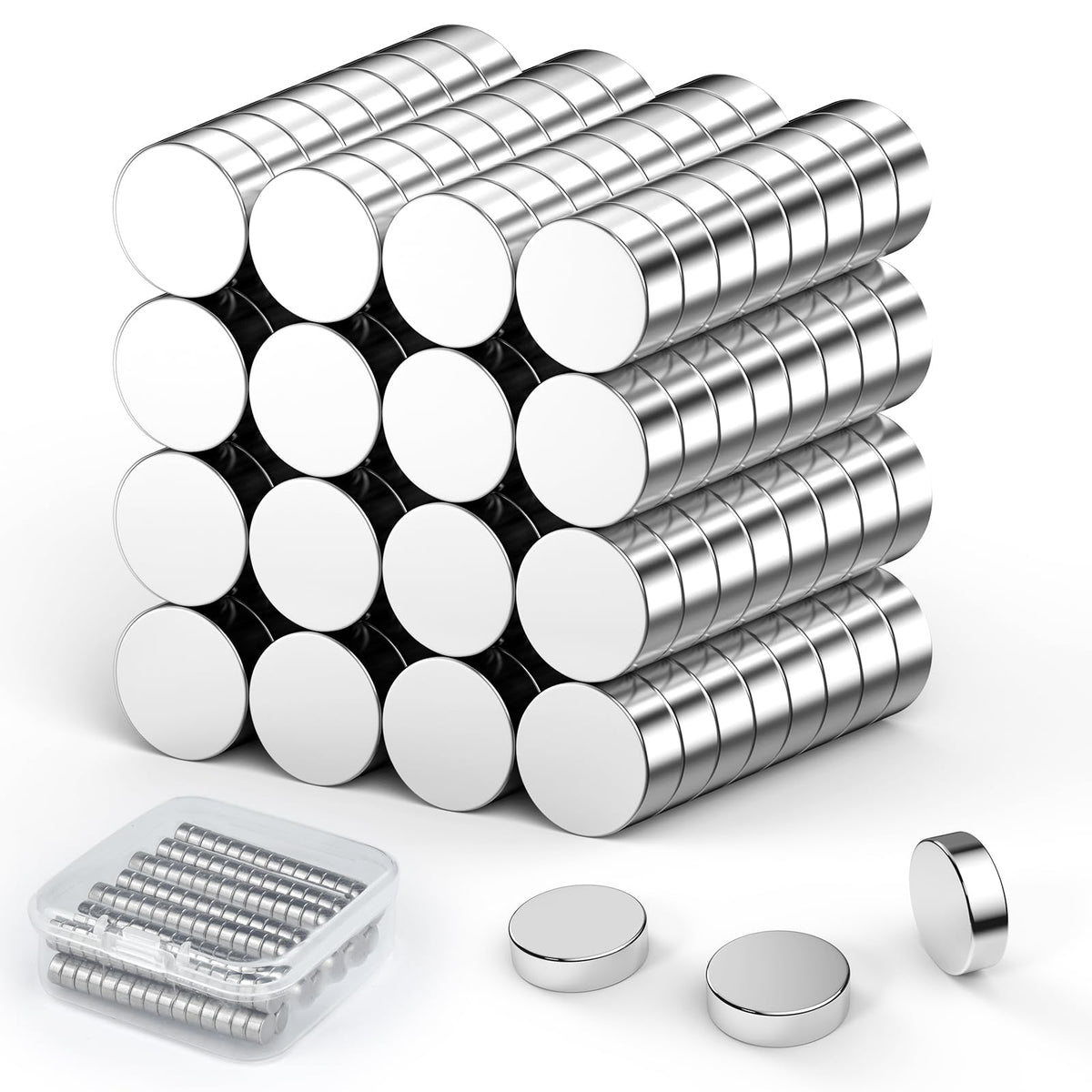 Skaaisont 60 Pcs Cylinder Mini Magnets, 6 x 3 mm Neodymium Strong Magnets for Crafts Arts Whiteboard Office School Home Kitchen Fridge Pin Board and DIY Picture