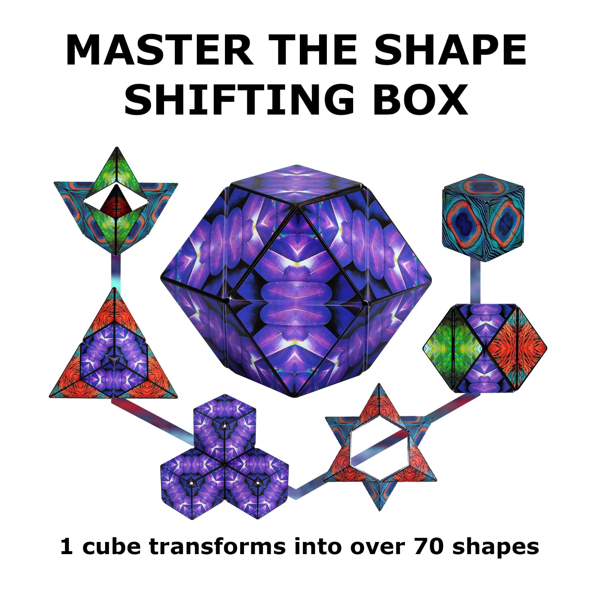 SHASHIBO Shape Shifting Box - Award-Winning, Patented Fidget Cube w/ 36 Rare Earth Magnets - Transforms Into Over 70 Shapes (Wings)