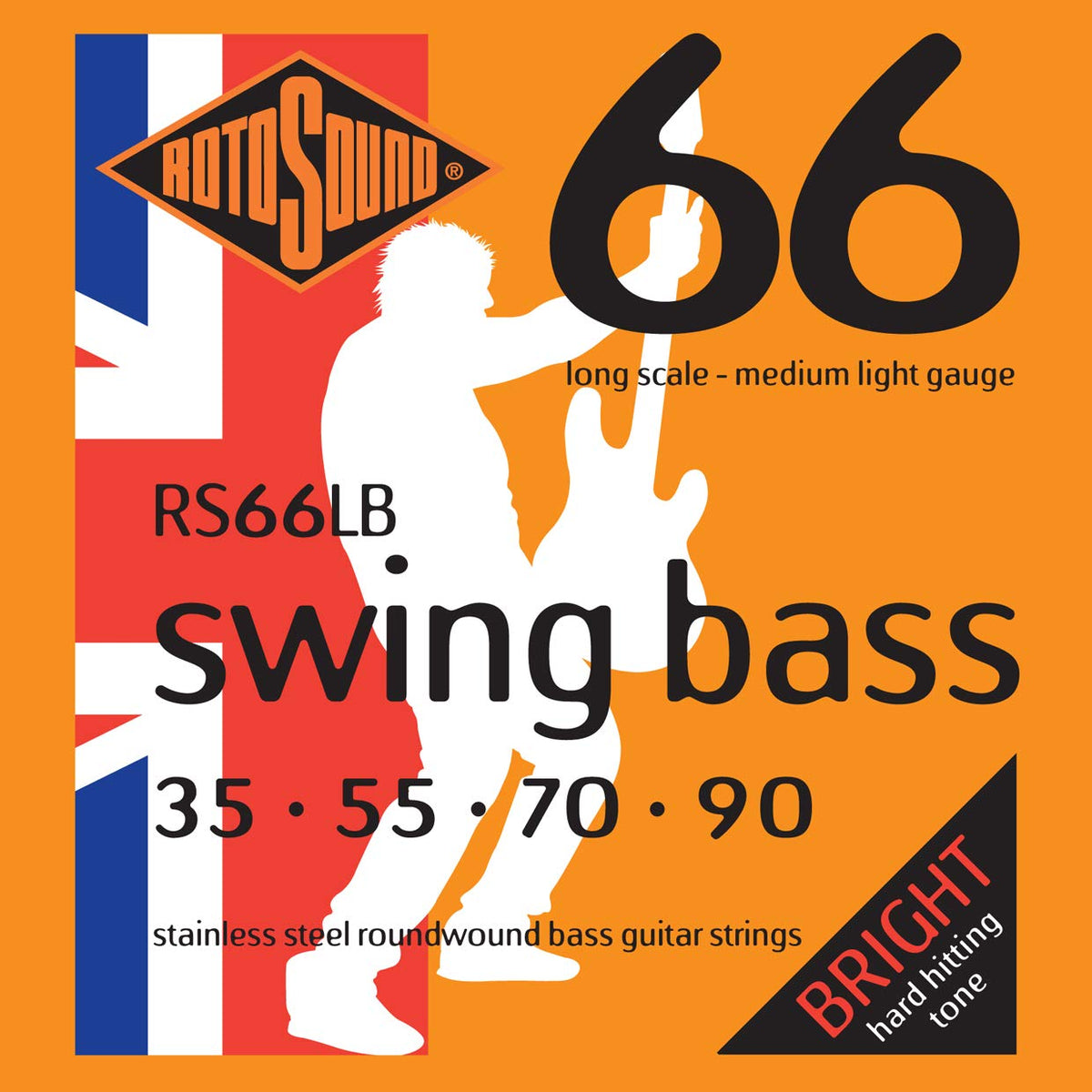 Rotosound RS66LB Stainless Steel Medium Light Gauge Roundwound Bass Strings (35 55 70 90)