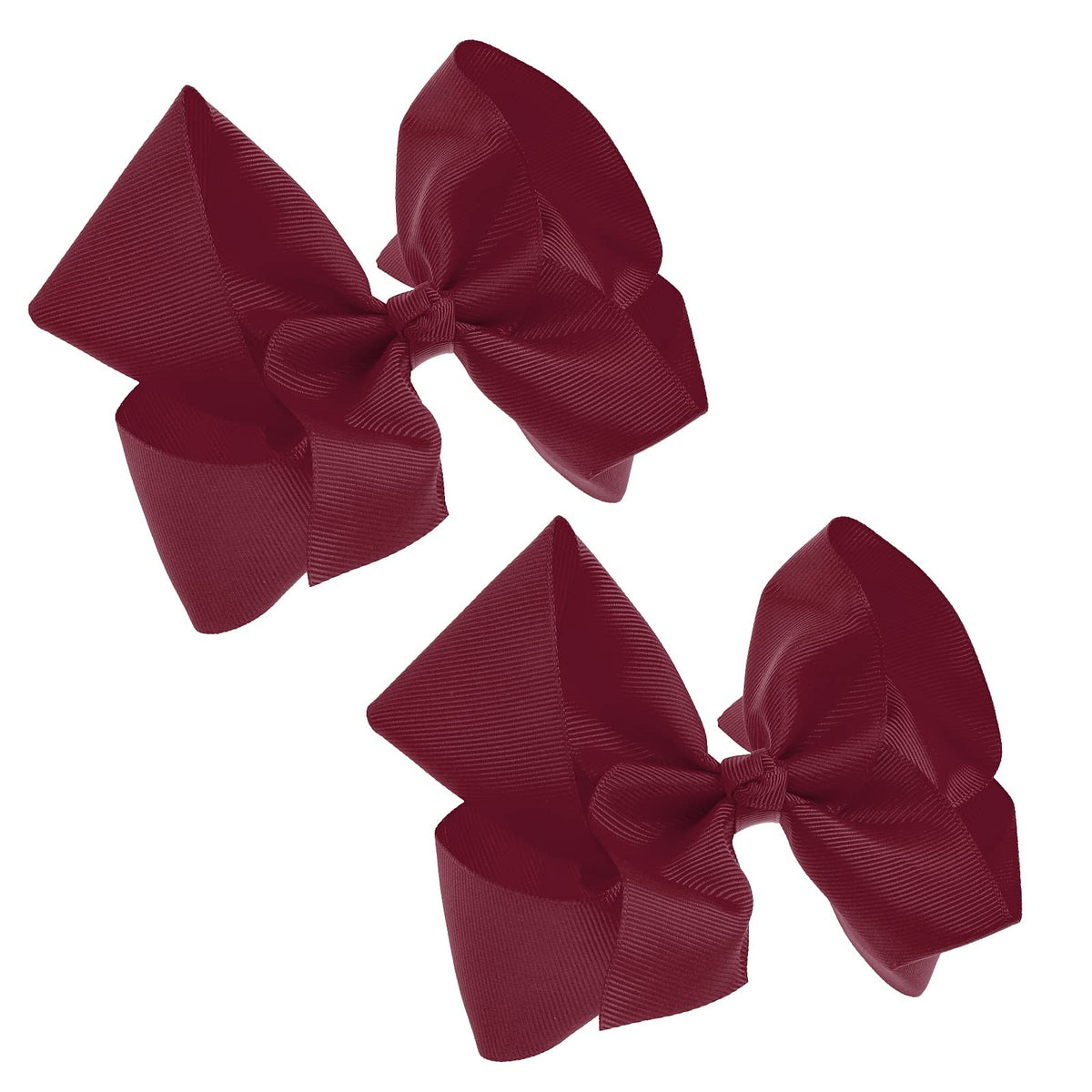 Sibba Ribbon Hair Bows Clips Barrettes 2 Pieces 6 Inch Vintage Big Ponytail Holder Cheerleading Hairpin Valentines Easter Day Decorative Hairbows Party Styling Accessories Headpiece (Dark Red)