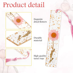 PROUSKY Pressed Flower Bookmark Personalised Bookmark, Dried Flower Resin Bookmarks, Pressed Floral Reading Page Markers with Tassel Daisy Book Markers for Readers Teachers Students Mothers Day Gifts