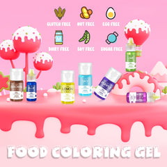 Gel Food Colouring - 22 Vivid Colours Gel Food Colouring Set for Baking, Cake Decorating, Cookie, Fondant, Macaron - Tasteless Concentrated Edible Food Colour Dye for Icing, Drinks, Crafts - 6ml Each