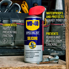 WD-40 Specialist Silicone Spray Lubricant 400ml Can - Versatile All-Weather Protection for Extended Tool Life, Repels Moisture, Dust, and Grime - Smart Straw Applicator Included