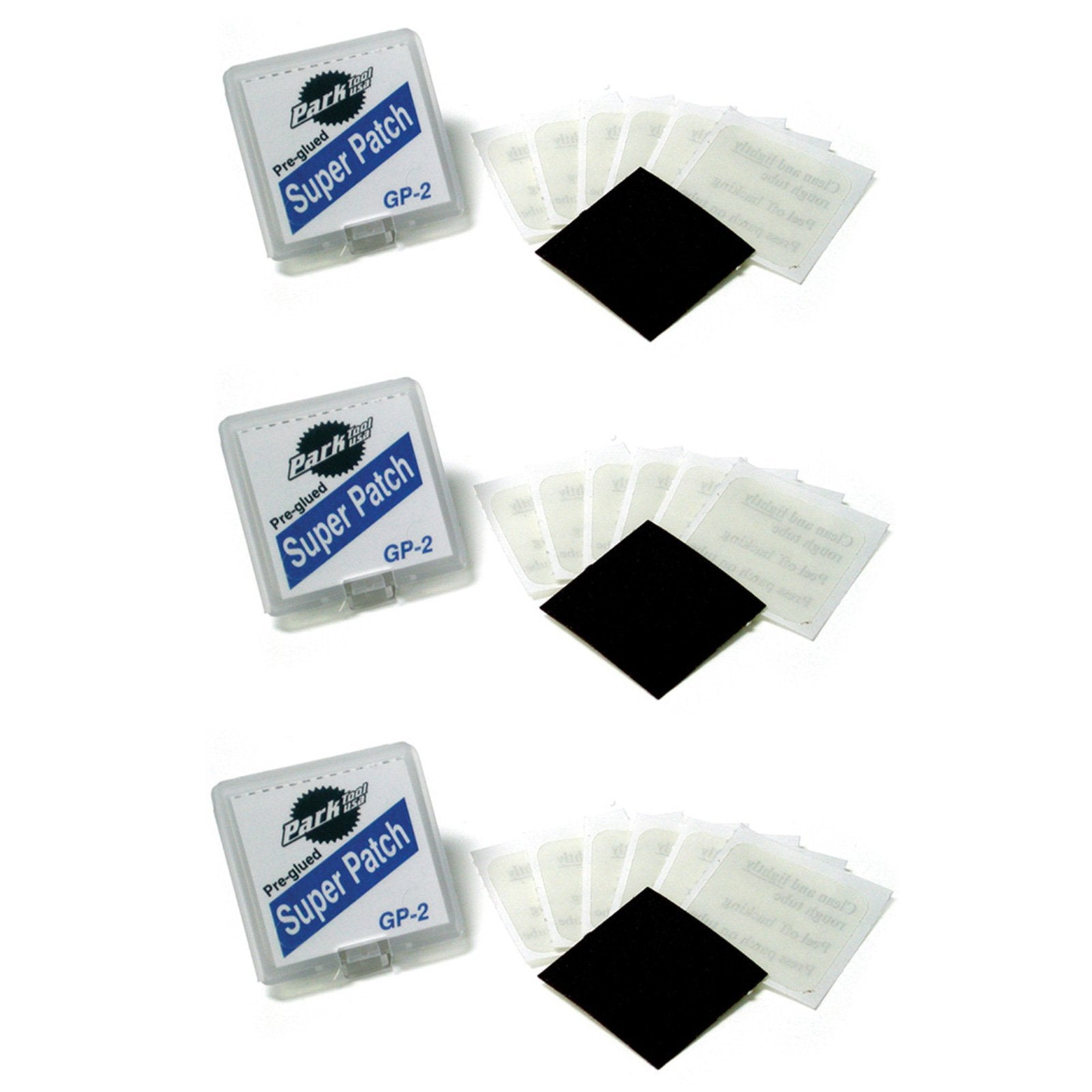 Park Tool GP-2 Pre-Glued Super Patch Puncture Repair Kits (Pack of 3)