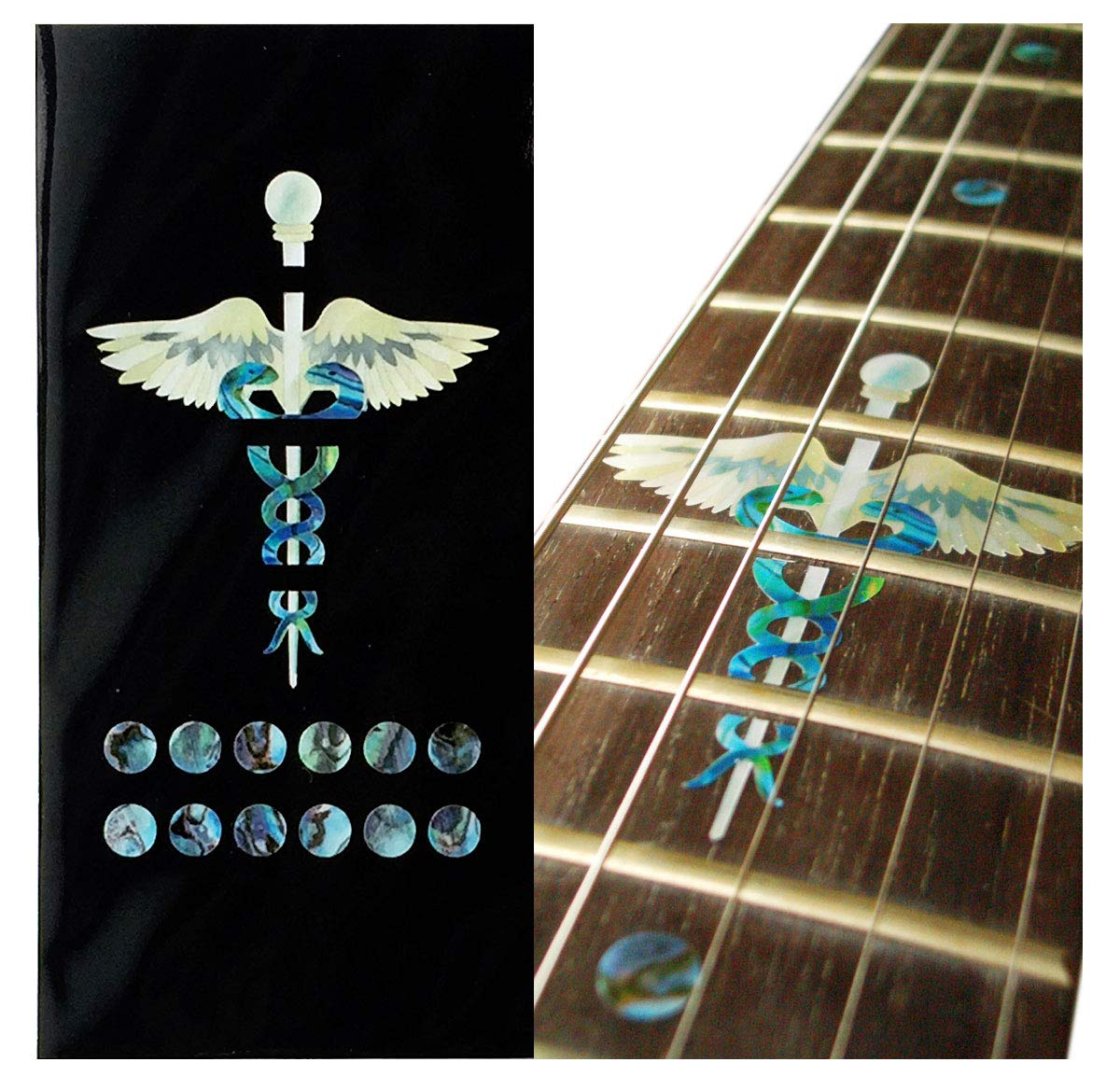 Inlay Sticker Fret Markers for Guitars - Caduceus (Snakes on a Sword),F-027CC