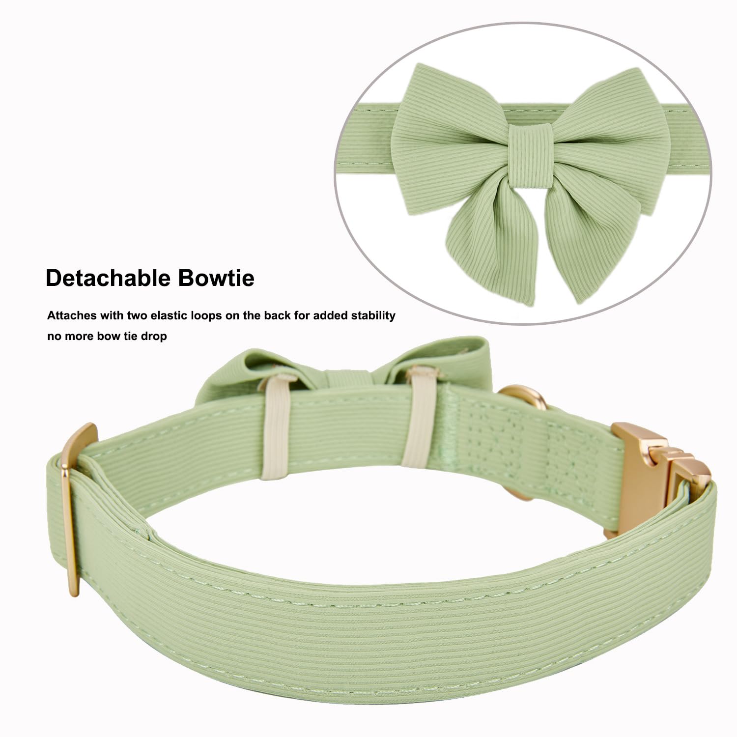 YUDOTE Bowtie Dog Collar Small Soft Lightweight Blended Fabrics Made for Active Boy or Girl Dogs Daily Use or Dress-up in Wedding,Party and more,Laurel Green