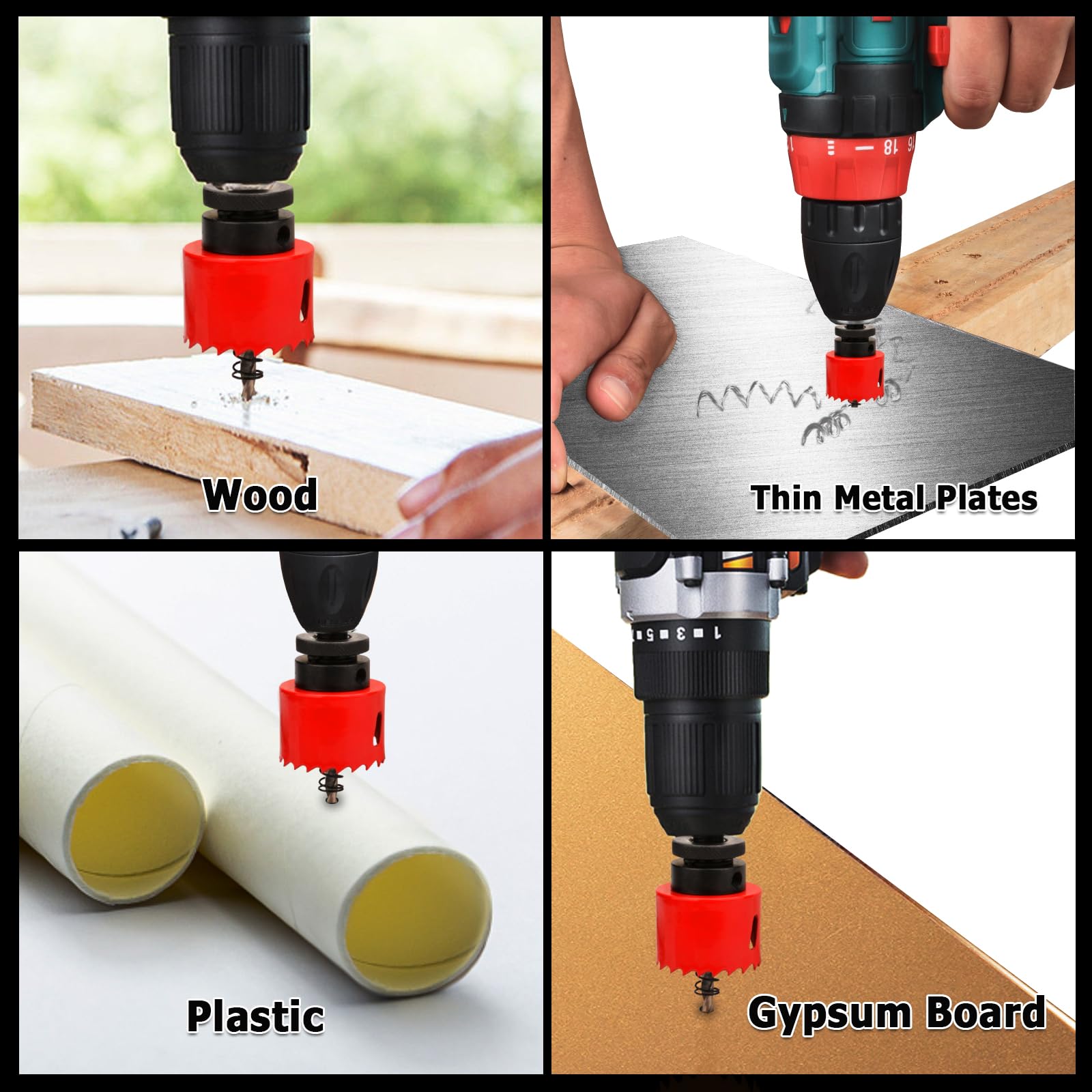 GUOQEE 110mm Hole Saw with Quick Change Arbor, Hole Drilling Cutter HSS BI-Metal for Wood, Plywood, PVC, Drywall and Metal Sheet