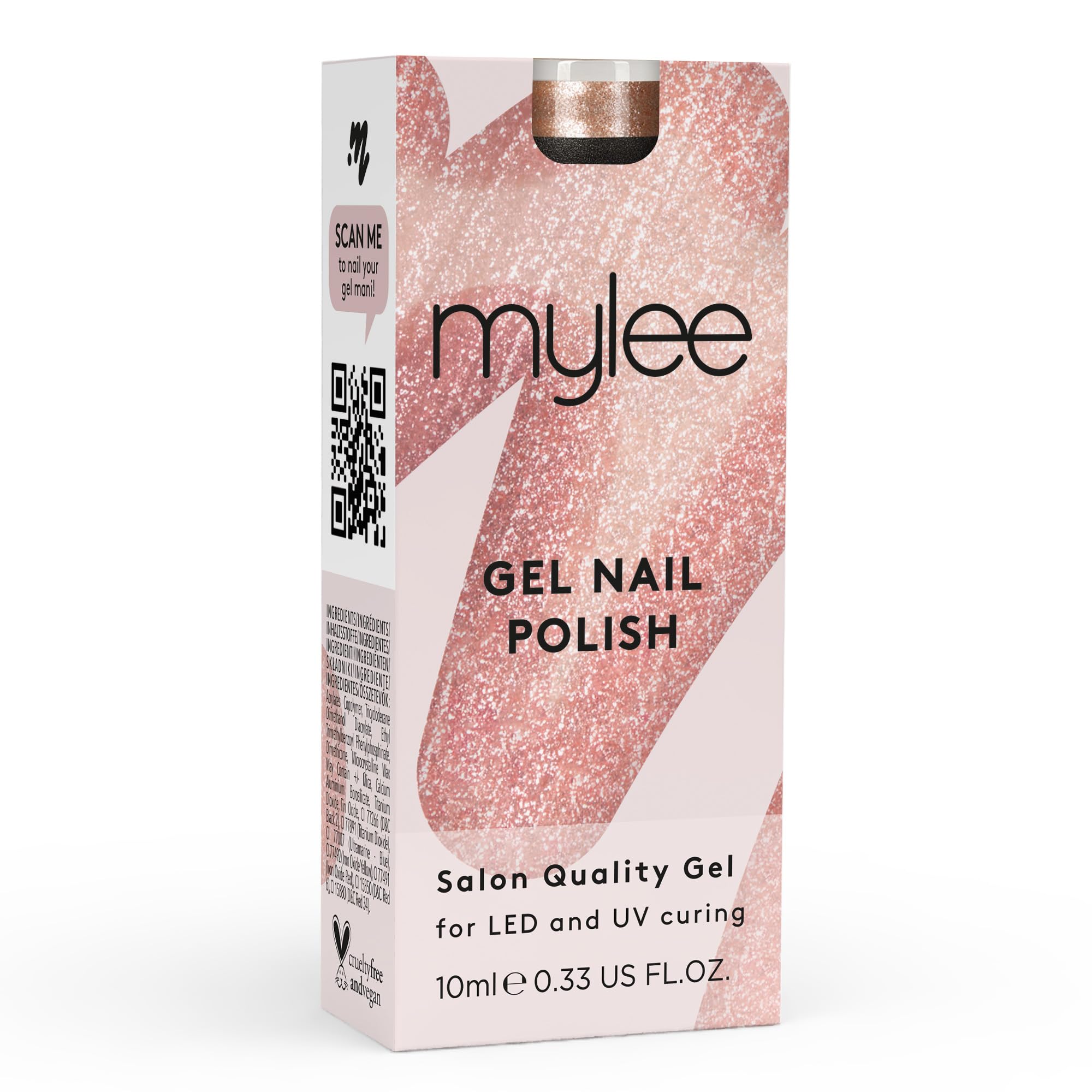 Mylee Gel Nail Polish 10ml [Masterpiece] UV/LED Soak-Off Nail Art Manicure Pedicure for Professional, Salon & Home Use [Shimmer Range] - Long Lasting & Easy to Apply