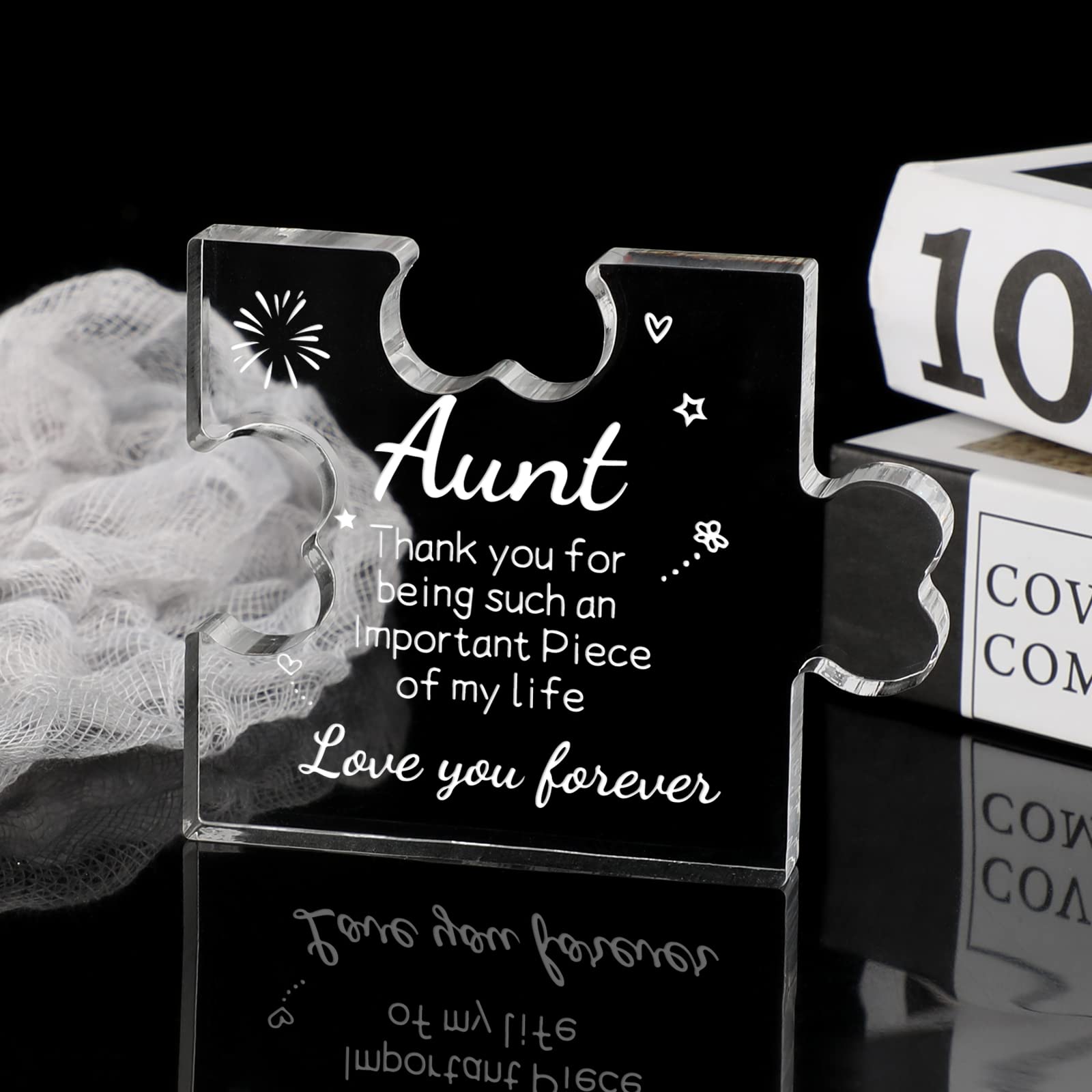 Funnli Daughter Gifts, Engraved Acrylic Block Puzzle Birthday Gifts for Daughter, 3.35 x 2.76 Inch Table Decoration Present for Daughter, Idea Graduation Christmas Gifts for Daughter from Mum/Dad