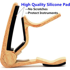 WINGO Guitar Capo for 6-String Acoustic Electric Steel Guitars with 5 Picks-Naturalwood Color