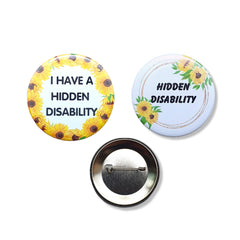 Sunflower Hidden Disability Badges - Set of 2 badges - 58mm Pin Button Badge