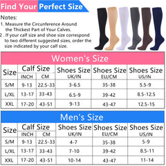 Zingso Compression Socks for Women Men, 2 Pairs 20-25mmHg Knee High Socks Compression Stockings for Sport, Athletic, Edema, Diabetic, Varicose Veins, Travel, Pregnancy, Nursing (L/XL, Black White)