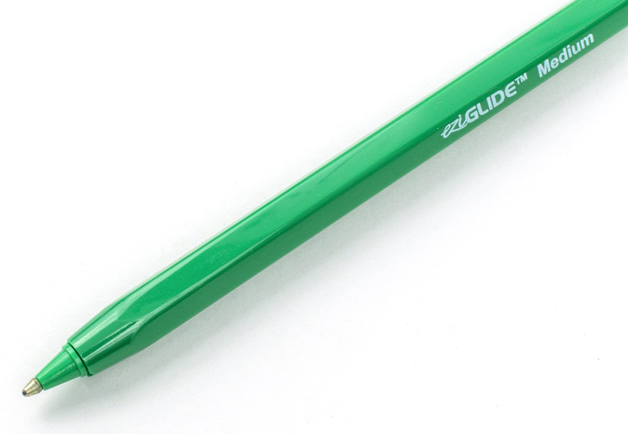 Eziglide Ballpoint Green Pen, Pack of 10 Ballpoint Pens, Smooth Writing Action-Medium Point 1.0mm Coloured Pens Multipack - Ball Point Pens Ideal Pens for School, Home or Work Stationery Supplies