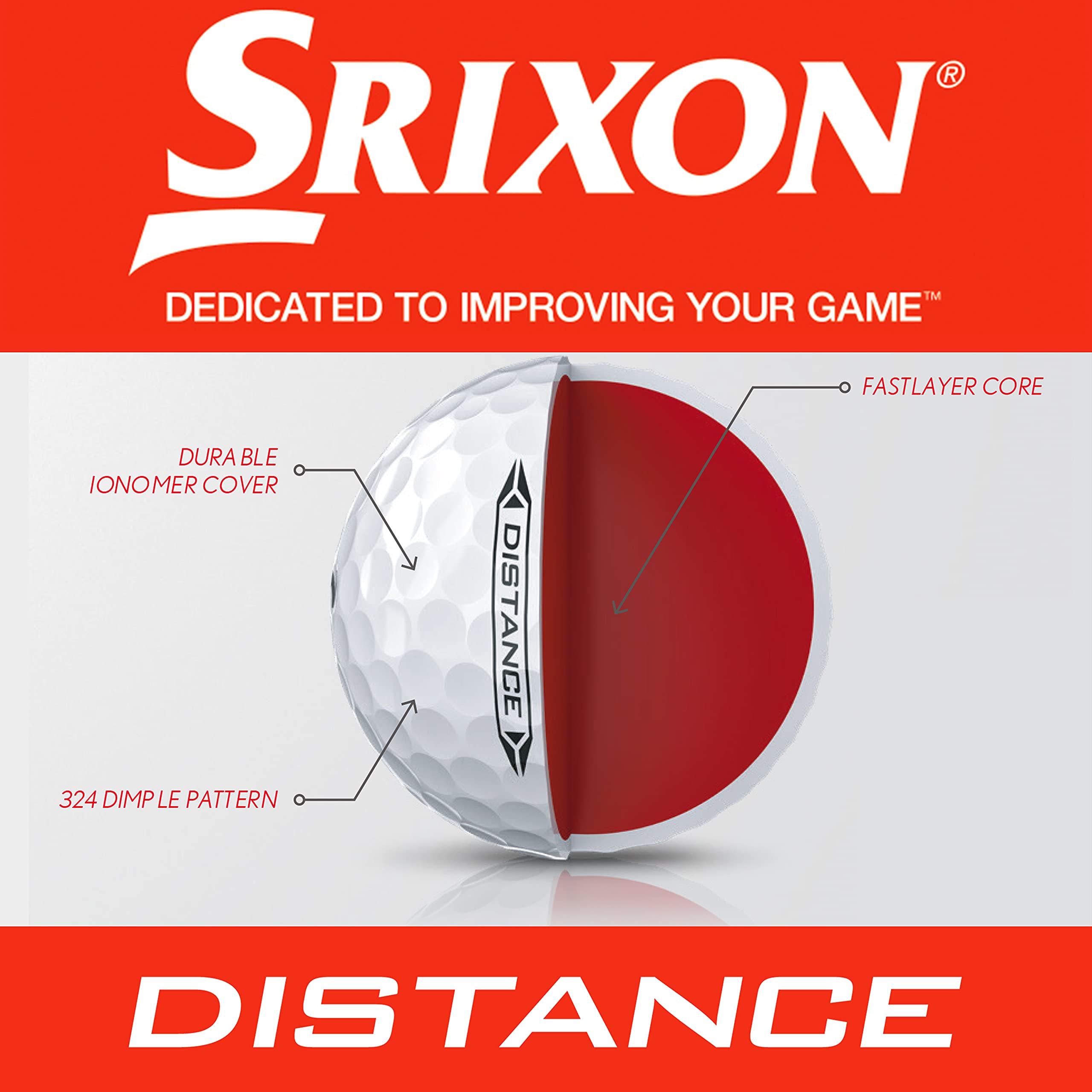 Srixon Distance 10 {NEW MODEL} - Dozen Golf Balls - High Velocity and Responsive Feel - Resistant and Durable - Premium Golf Accessories and Golf Gifts