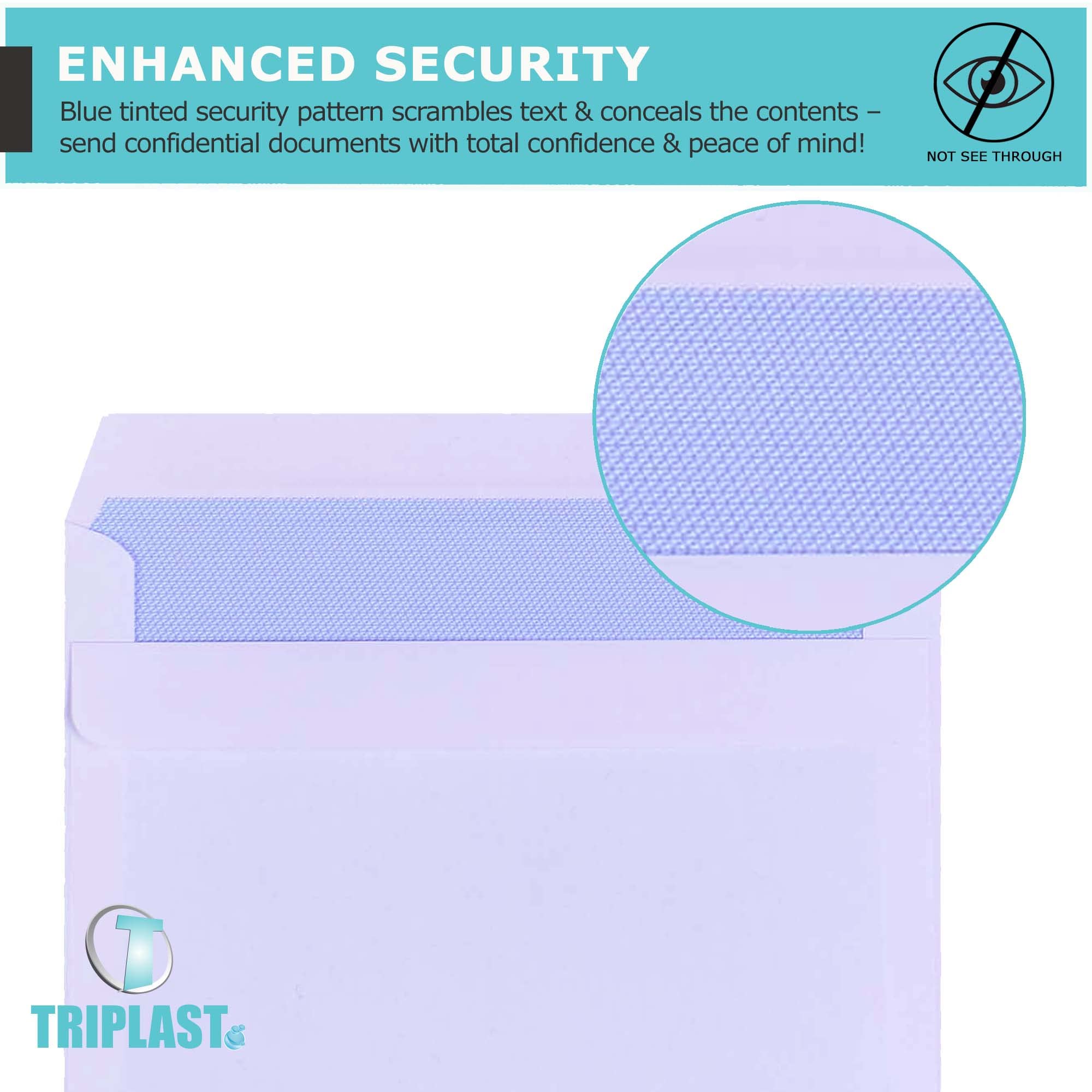 Triplast 20 x C6 White Self Seal Security Envelopes (Size: 114x162mm)   Fully Opaque, Self Sealing & Printer Safe Mailing Paper Envelopes   Ideal for Everyday Home, Office & Commercial Use