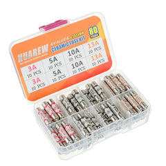 HUAREW 4 Values 80 Pcs 6.3x25 mm BS1362 3 5 10 13 A amp 240 V volt 0.248x0.984 Inch Ceramic Tube Fuses Assortment Kit