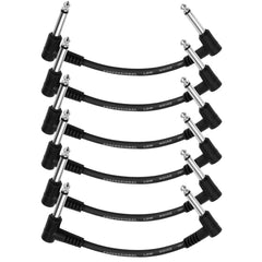 Donner 6 Inch Guitar Patch Cable Black, Guitar Effect Pedal Cables, Noiseless TS Mono Cords for Guitar/Bass Effect Pedals (6 Pack)