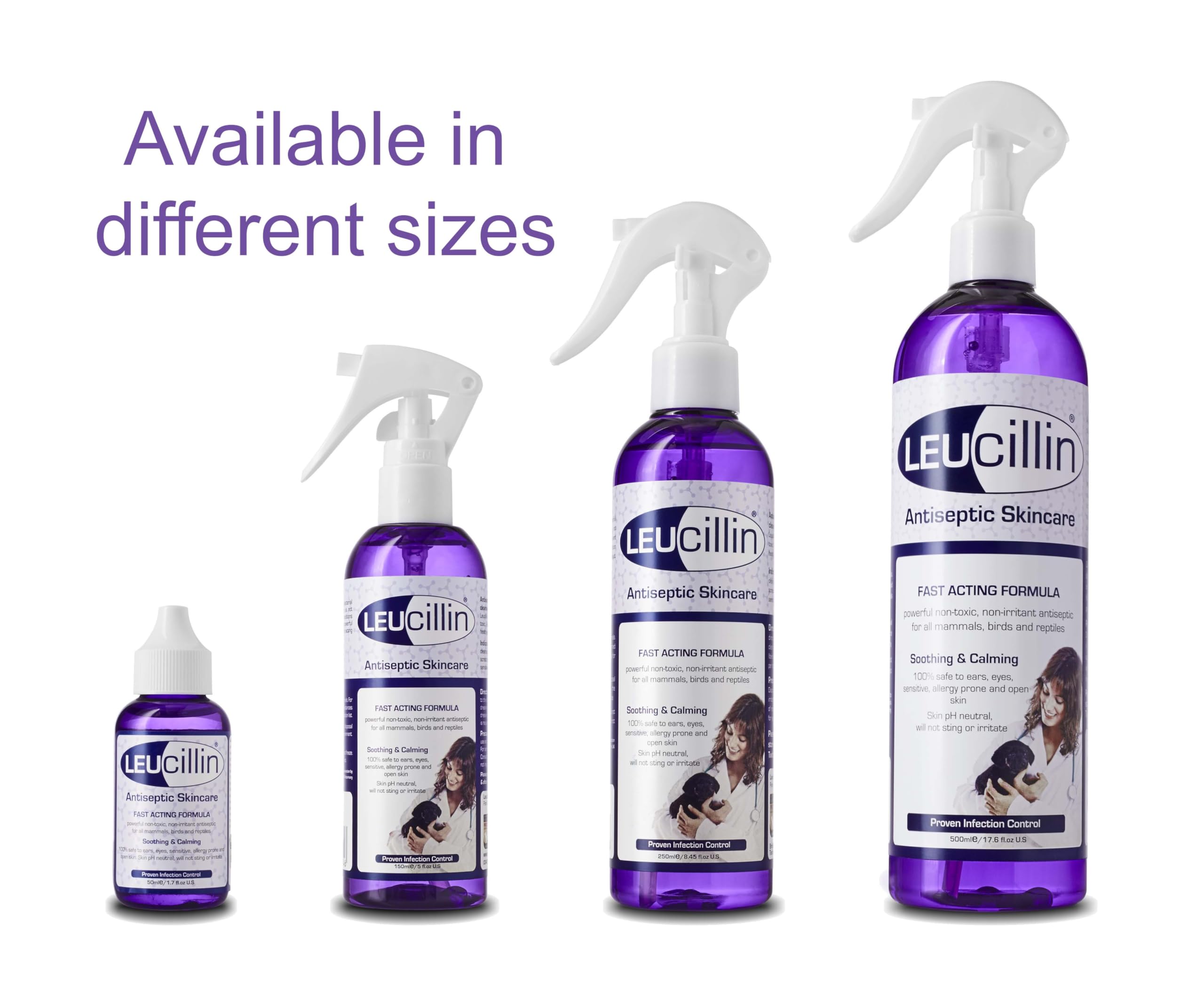 Leucillin Natural Antiseptic Spray - Antibacterial Antifungal Antiviral for Dogs Cats All Animals Itchy Skin Minor Wound Care and Skin Health   150ml