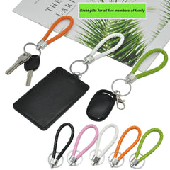 SwirlColor Braided PU Leather Strap Keyring Keychain Car Key Chain Ring Key Fob for Women Men Children- 5 Pcs