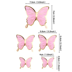 Blumomon 30Pcs Pink Gold Edge Mixed Size Lively 3D Swllowtail Butterfly Cupcake Topper for Girls Women's Happy Birthday Wedding Party Cake Wall Party Food Decorations