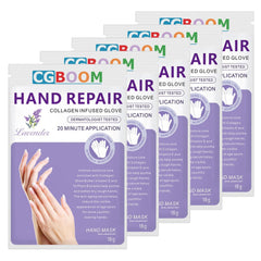 5 Pairs Hands Moisturizing Gloves, Hand Skin Repair Renew Mask Infused Collagen, Vitamins and Natural Plant Extracts for Dry, Aging, Cracked Hands (5 Pairs Hand mask)